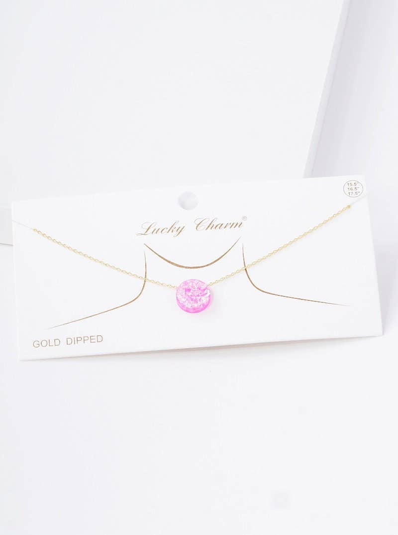 Gold Plated Opal Round Necklace