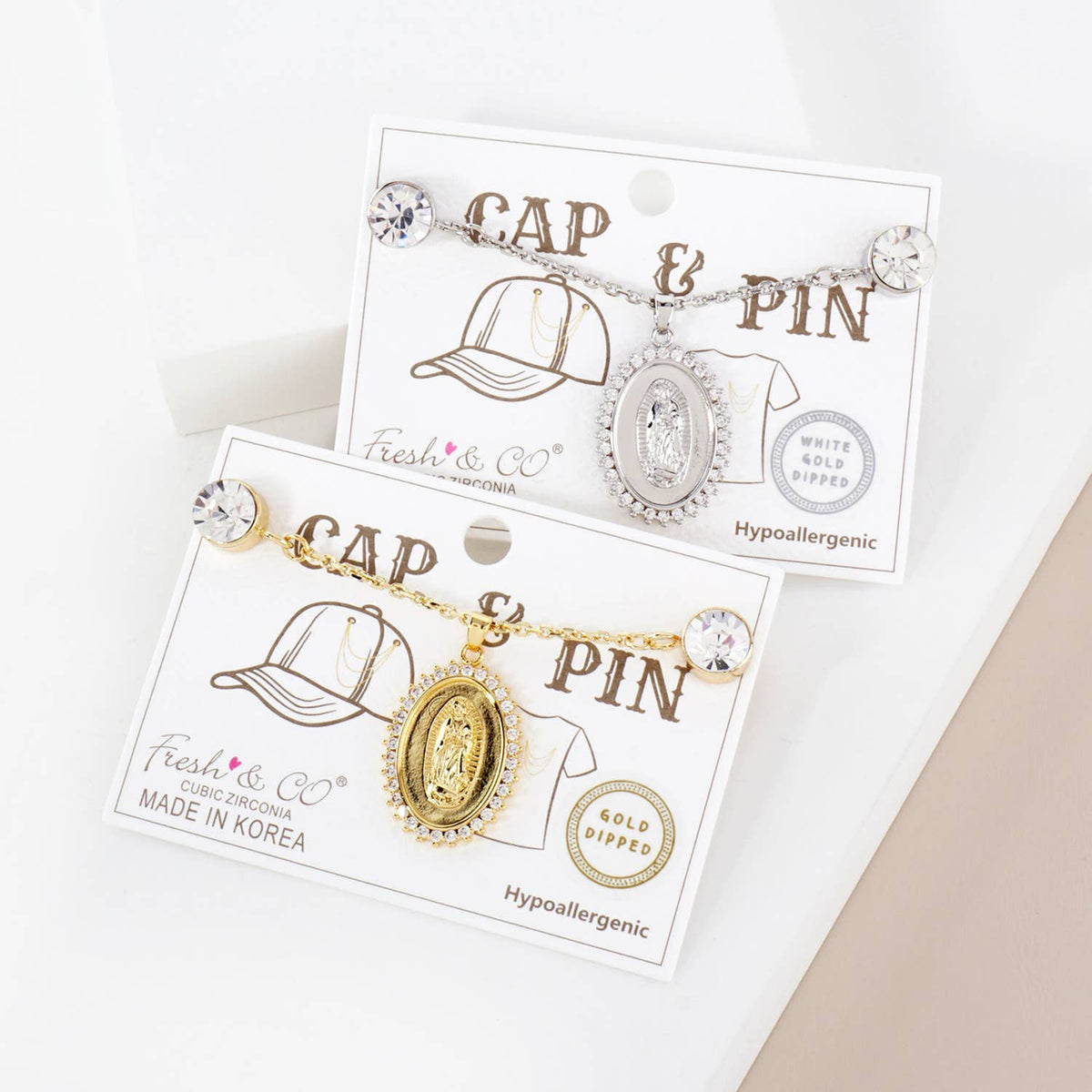 Virgin Mary Cap & Pin Chain