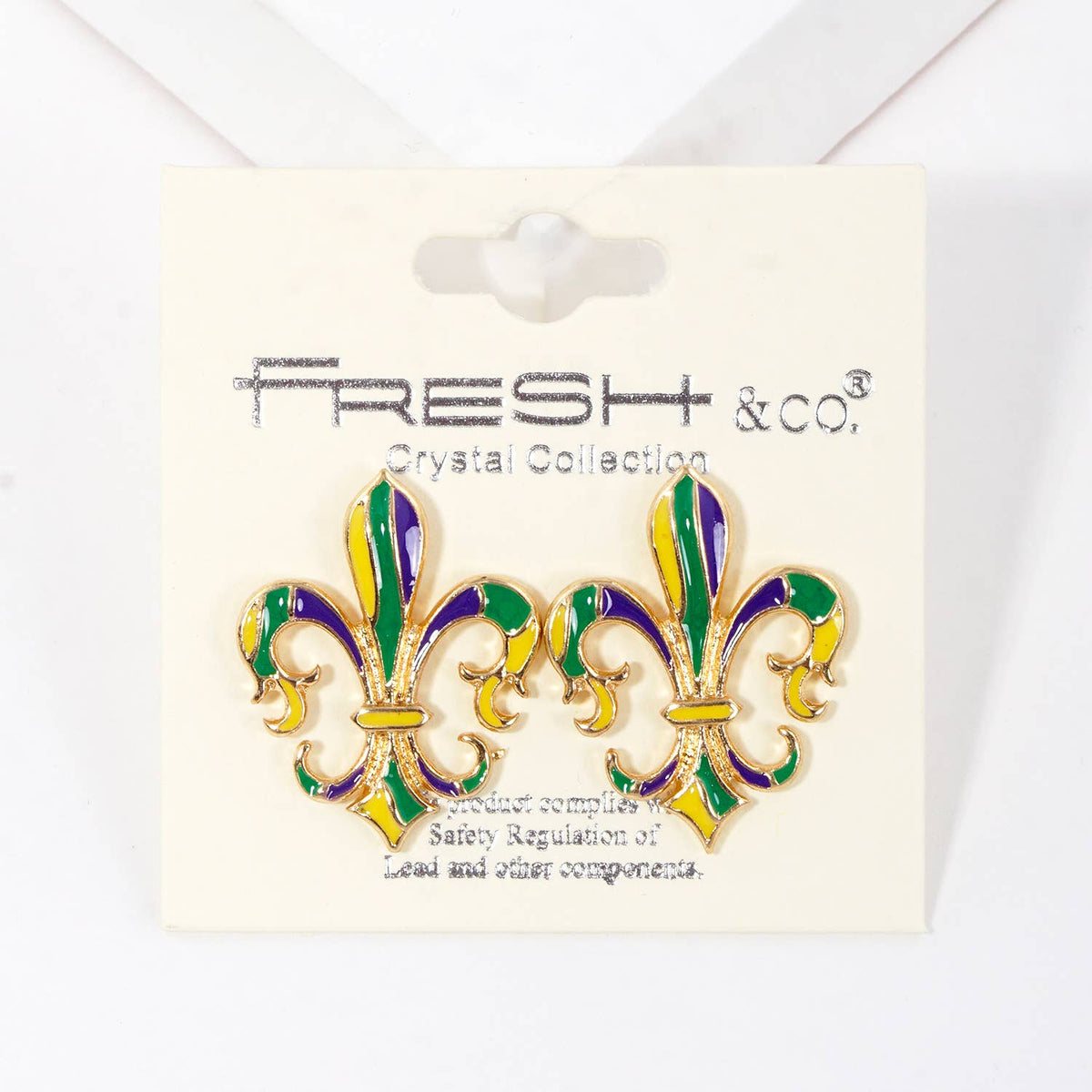 Gold Plated Fleur De Lis Themed Stud Earrings
