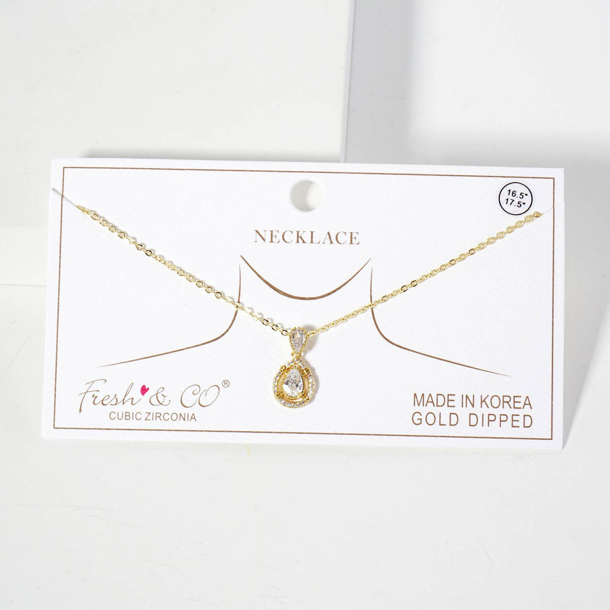 Two Teardrop Pendant 18K-Gold-Dipped Brass Necklace