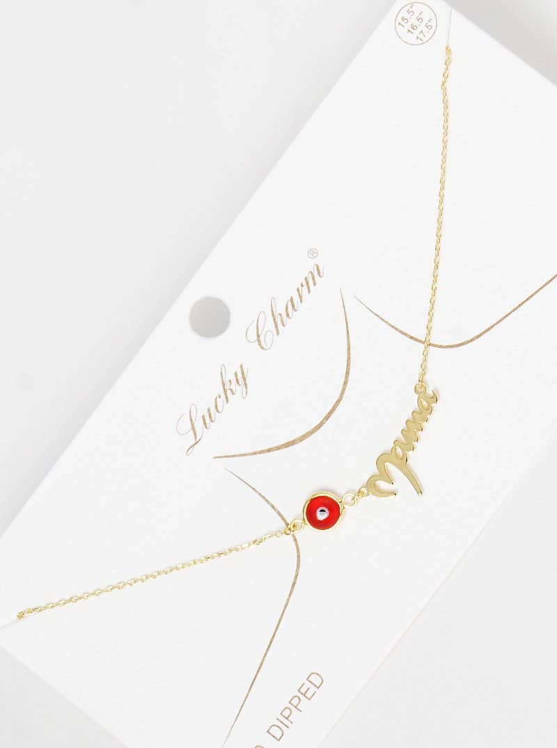 Gold Mama Necklace w/ Evil Eye Charm