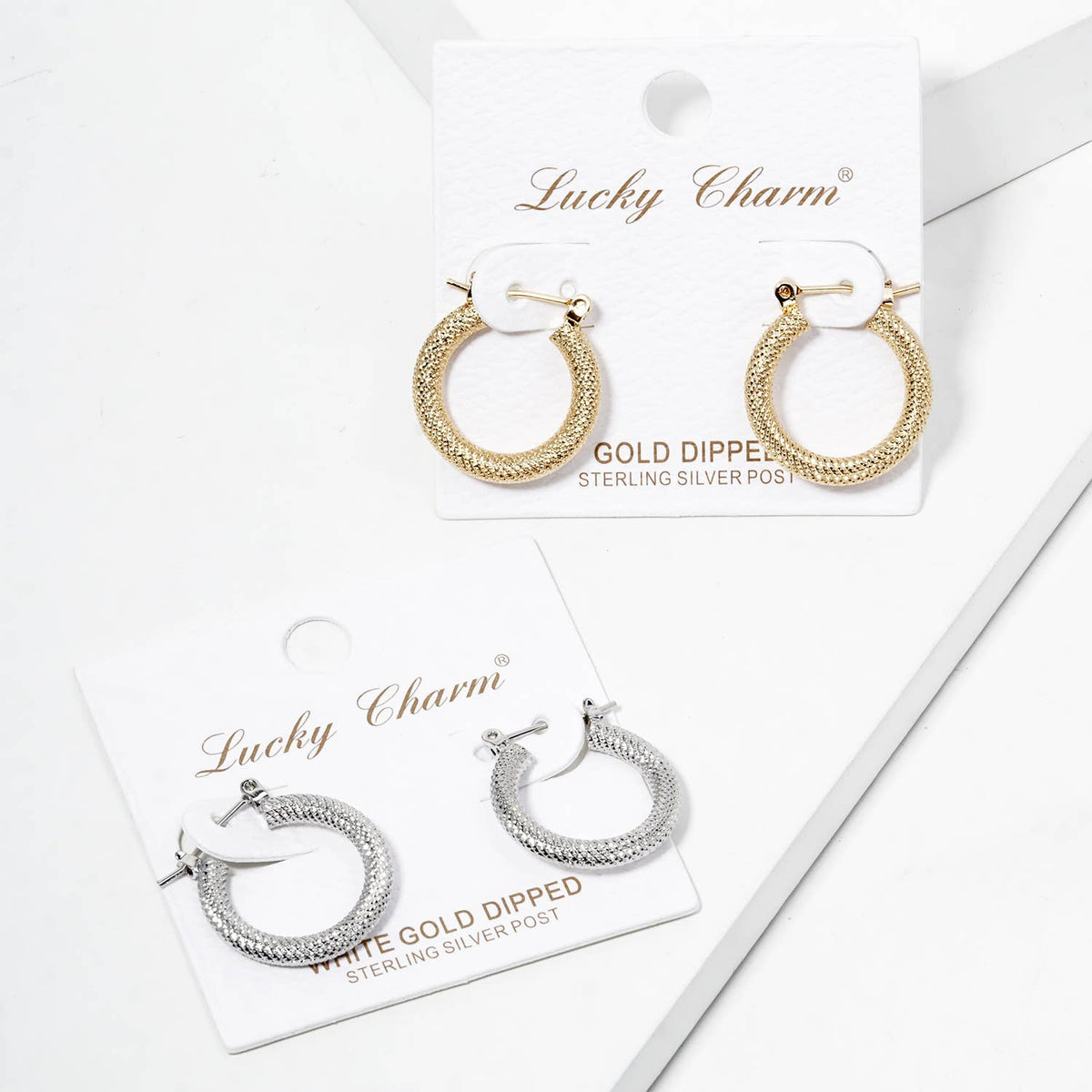 Textured Spiral Grid Hoop Earrings