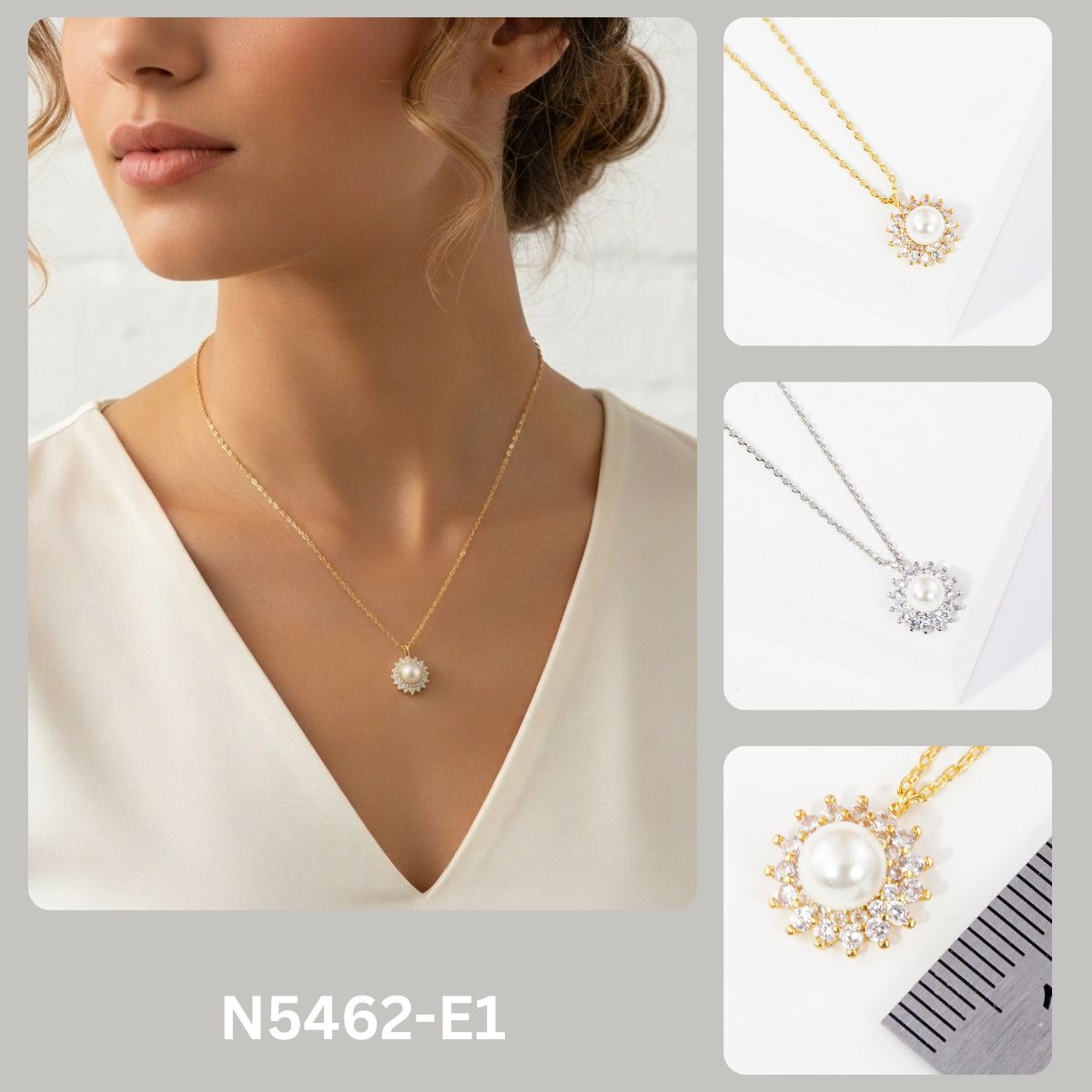Vintage-Inspired Pearl Sunburst Halo Pendant Necklace