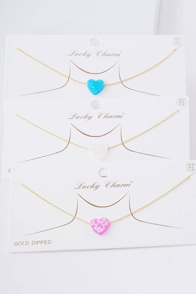 Gold Plated Opal Heart Necklace