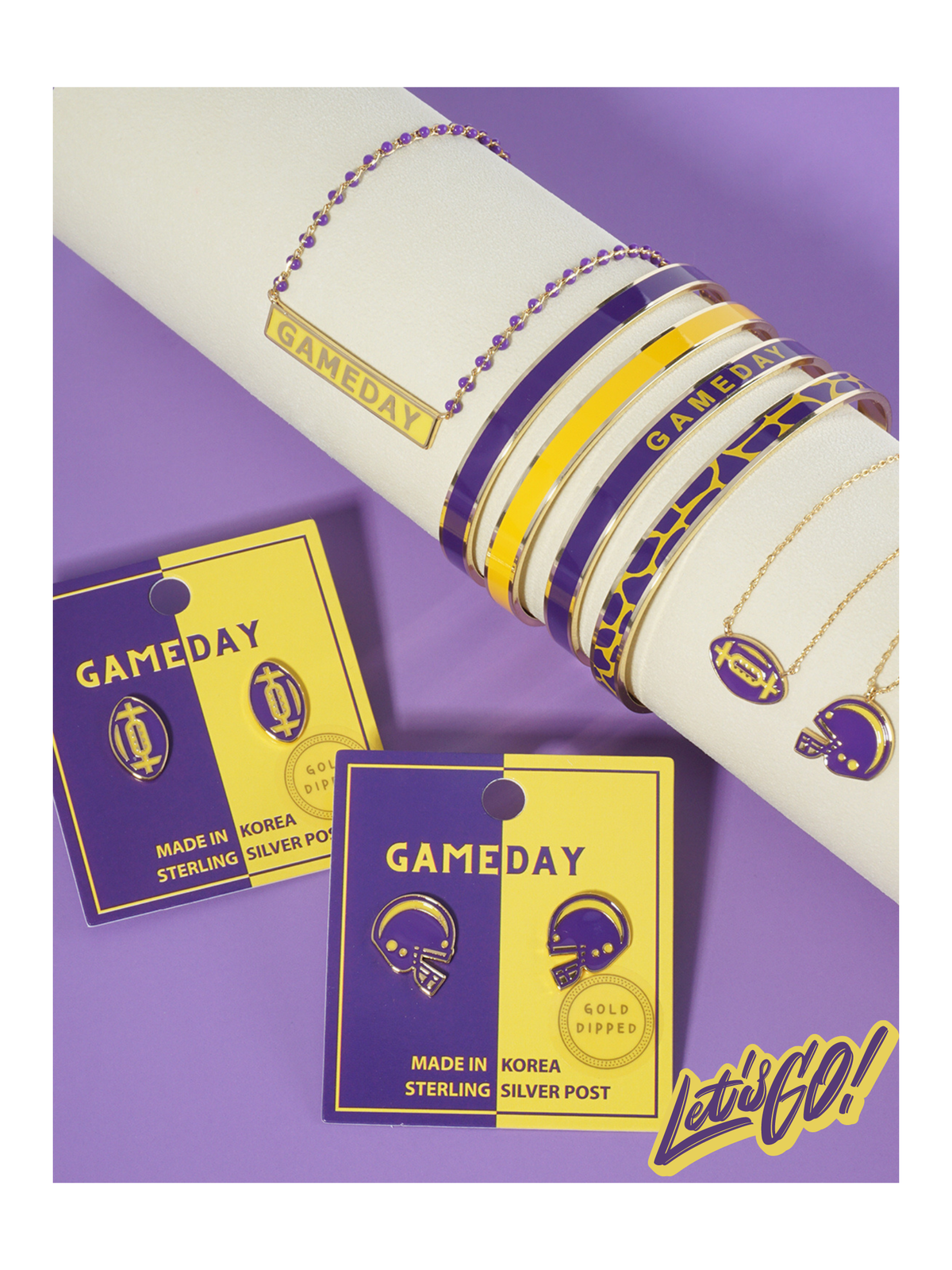18K GOLD DIPPED ENAMEL COLOR GAME DAY CUFF BRACELET