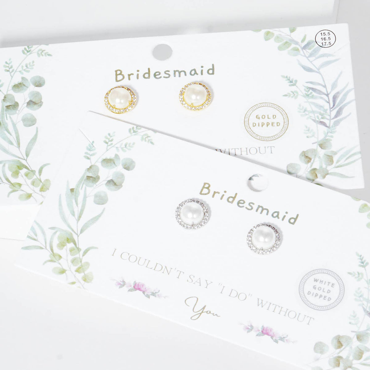 Classic Pearl & Crystal Halo Bridesmaid Stud Earrings