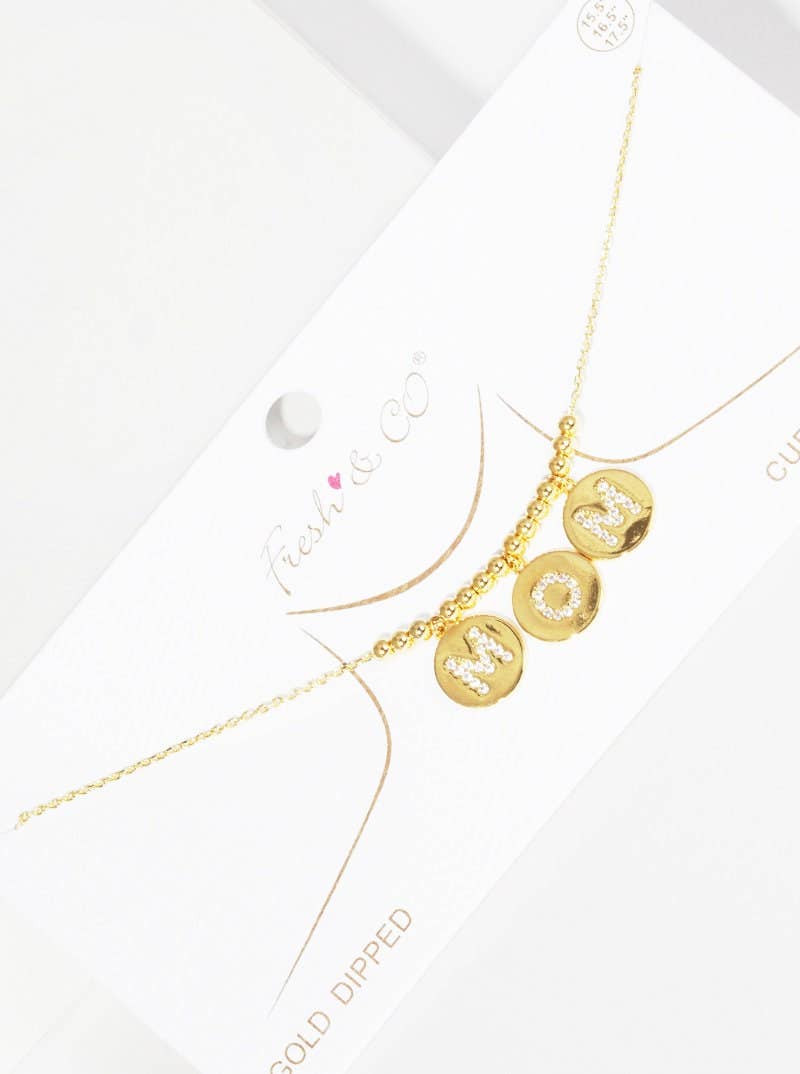 Gold Plated Mama Letter Disc Necklace
