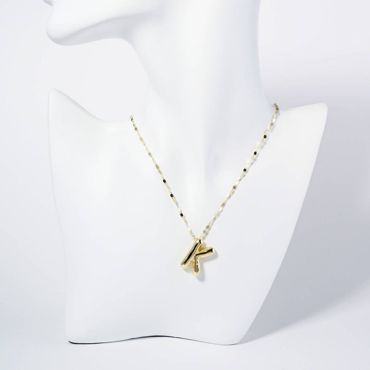 18K Gold Dipped Brass Bubble Initial Pendant Necklace
