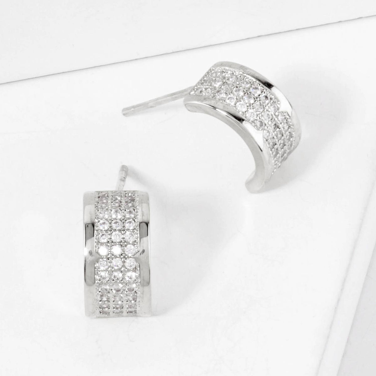 Micro-Pave-Set 11mm Half Hoop Earrings