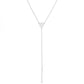 Cubic Zirconia Pave Disc and Bar Lariat Drop Necklace