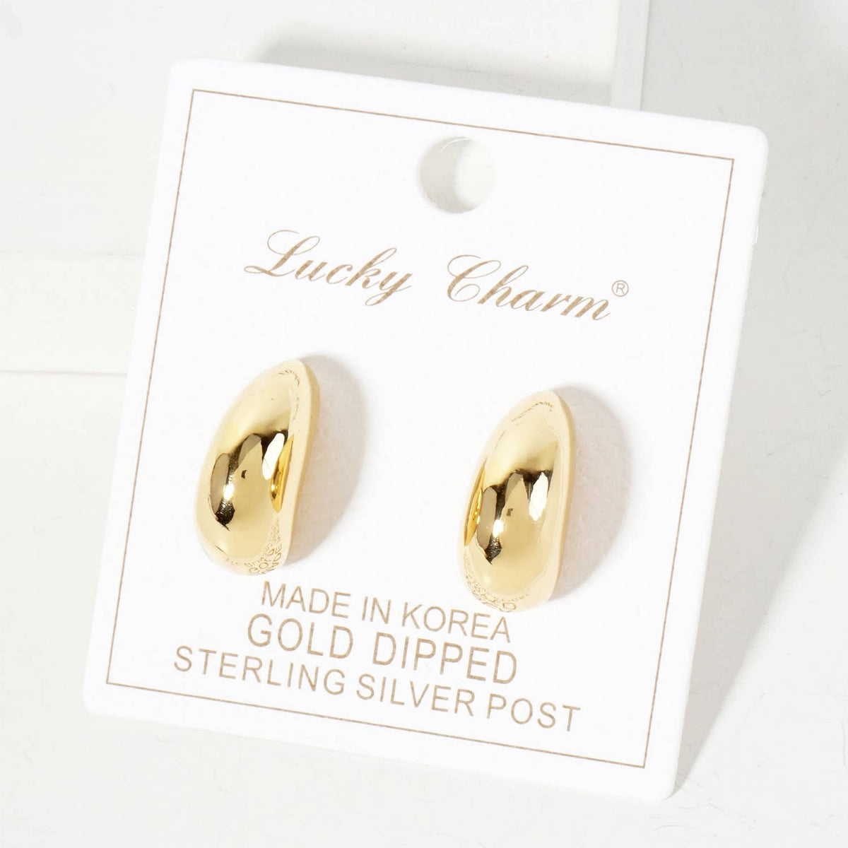 Polished Brass 20mm Puffy Hollow Teardrop Hoop Earrings