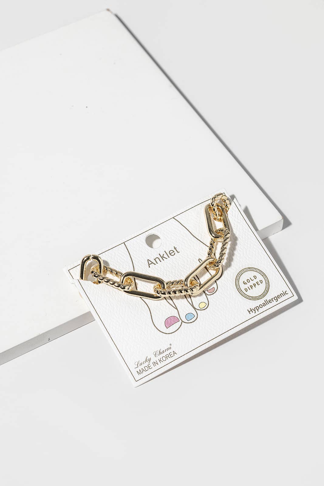 Mixed Texture Paperclip & Rope Chain Anklet