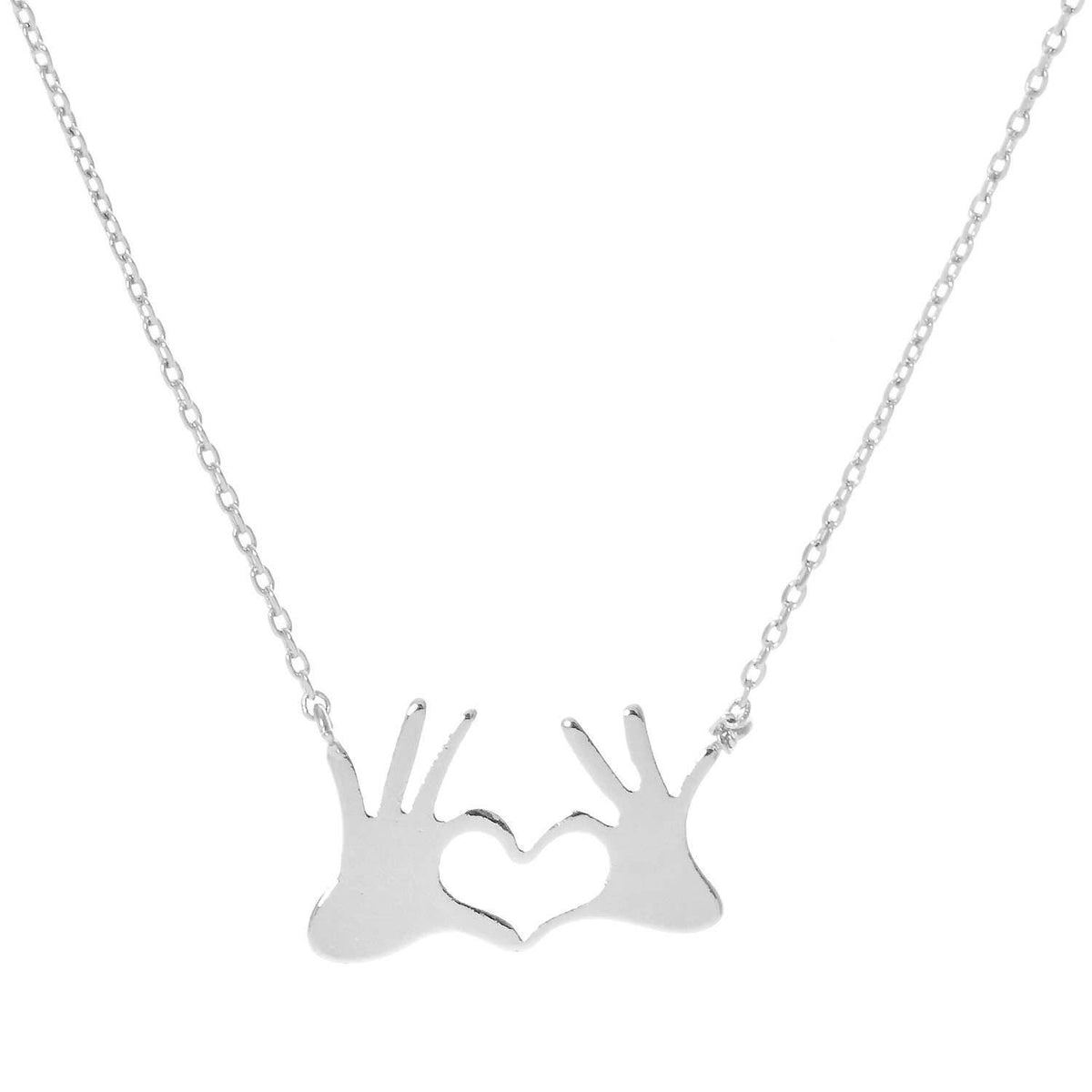Gold Plated Double Hand Love Heart Necklace