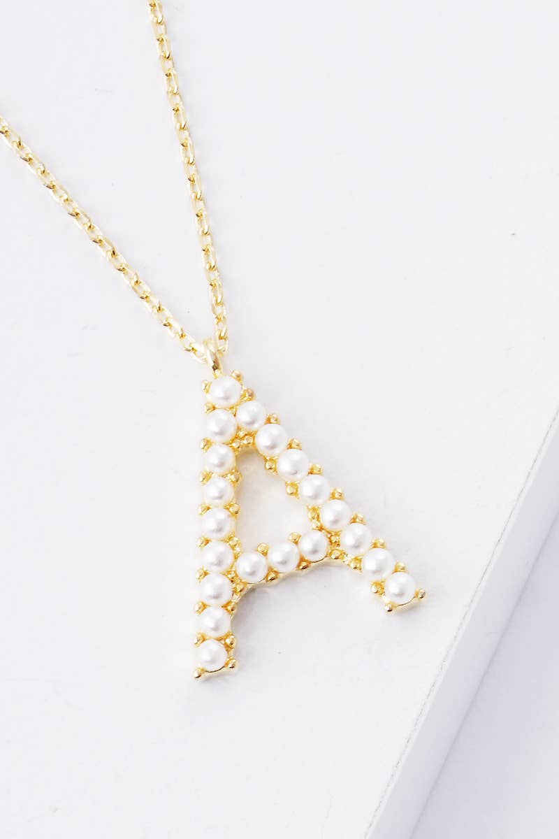 Gold Plated Pearl Initial Necklace
