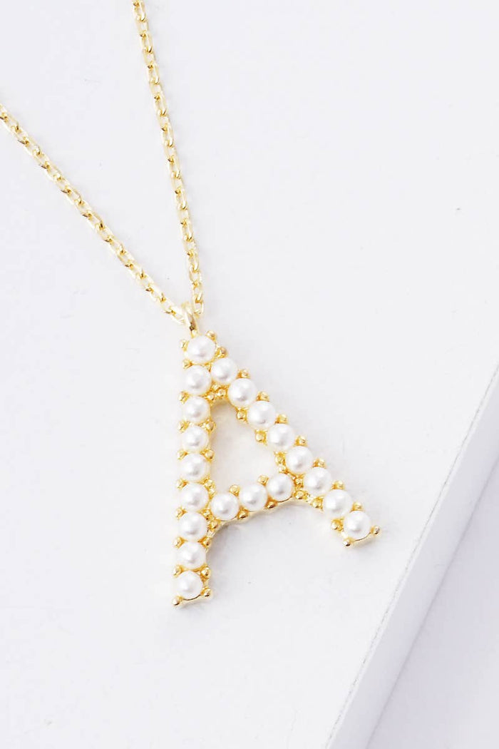 Gold Plated Pearl Initial Necklace