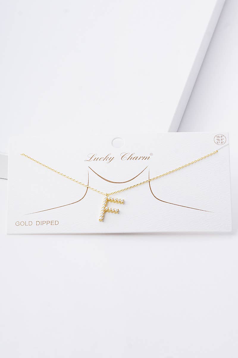 Gold Plated Pearl Initial Necklace