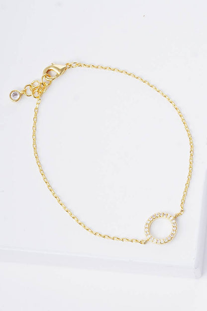 Dainty Pavé Circle Charm Chain Bracelet