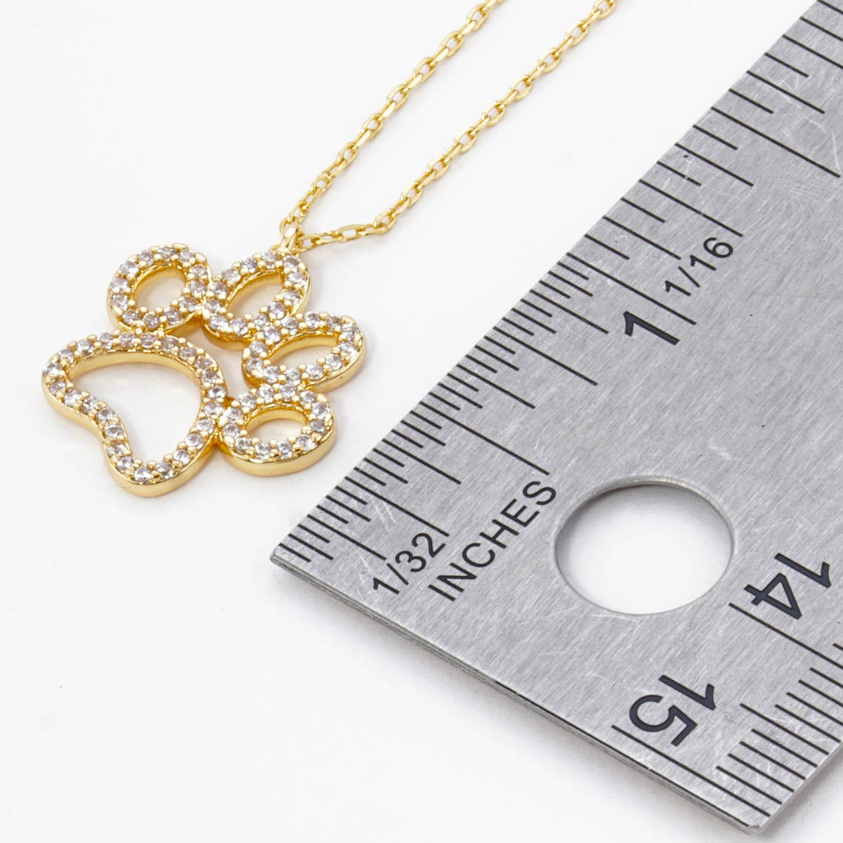 Sparkling CZ Paw Print Pendant Necklace