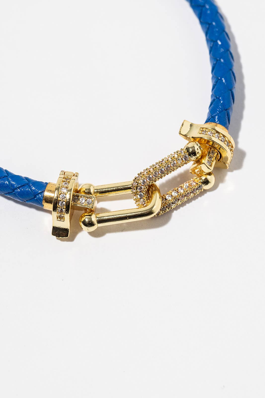 Braided Leather Horseshoe Bracelet