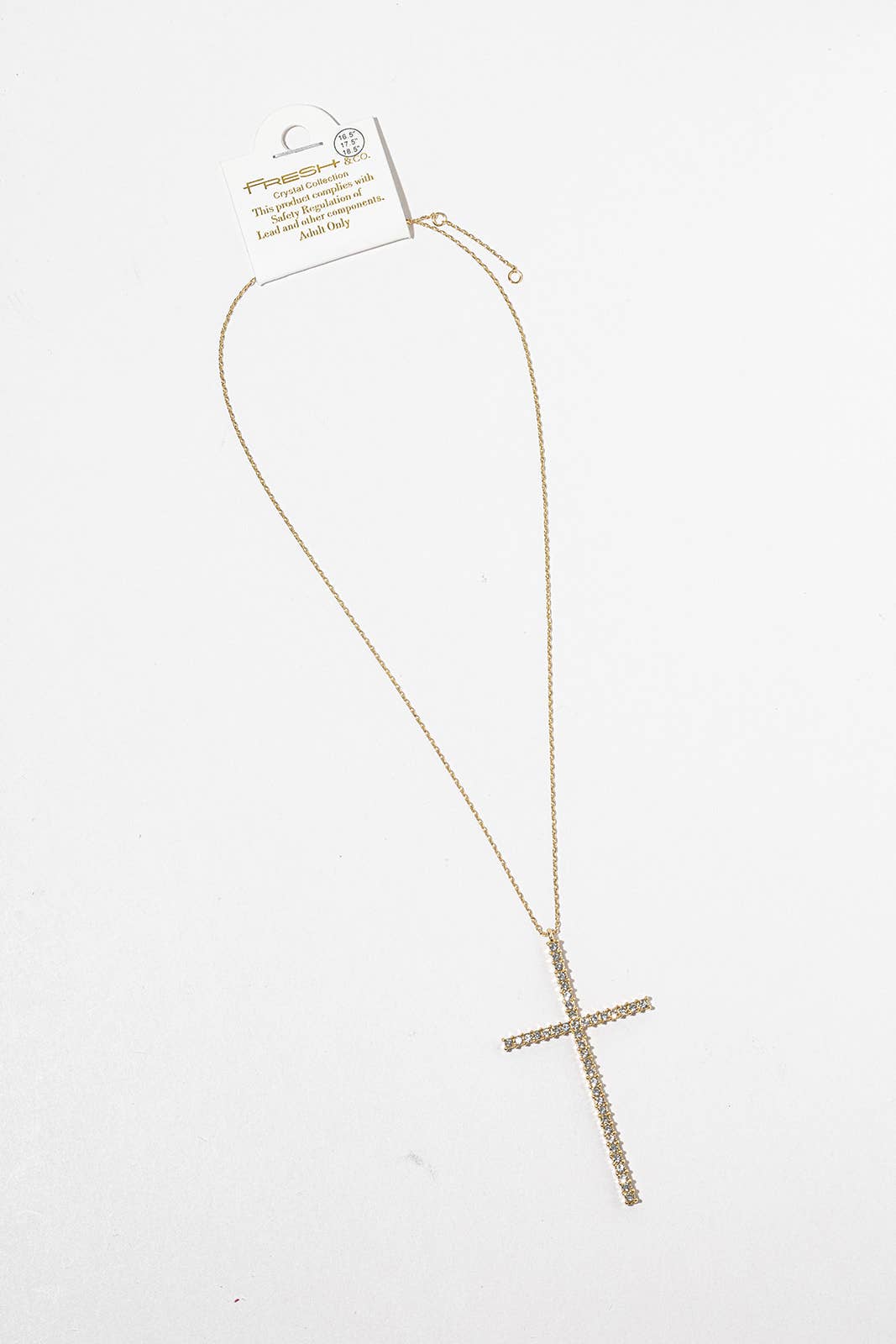 Crystal Cross Pendant Necklace – Gold & Silver Pavé Cross