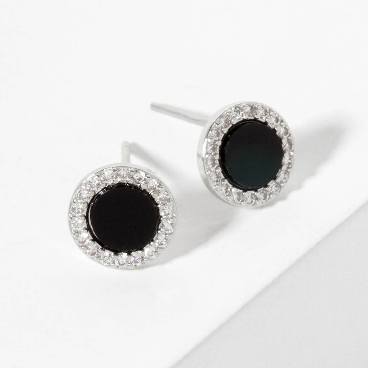 Pave CZ Frame with Mother-of-Pearl Stud Earrings