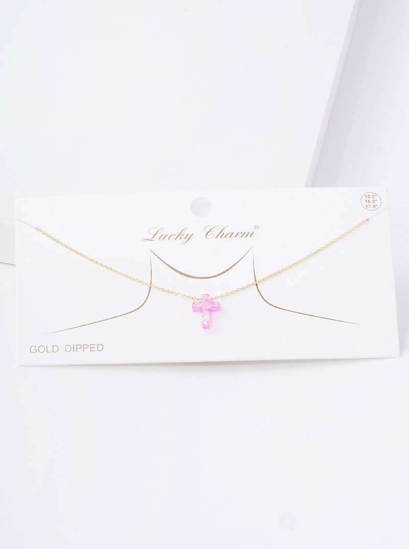 Gold Plated Opal Cross Necklace