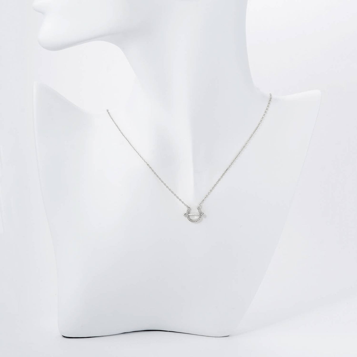 Pave Horseshoe Pendant Necklace / 18K Gold Dipped