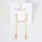 Round CZ Stone Trio with Spike Drop Chain Earrings
