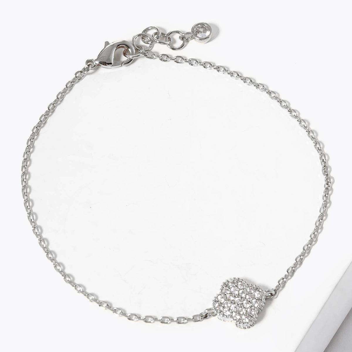 Minimalist Pavé Clover Charm Bracelet