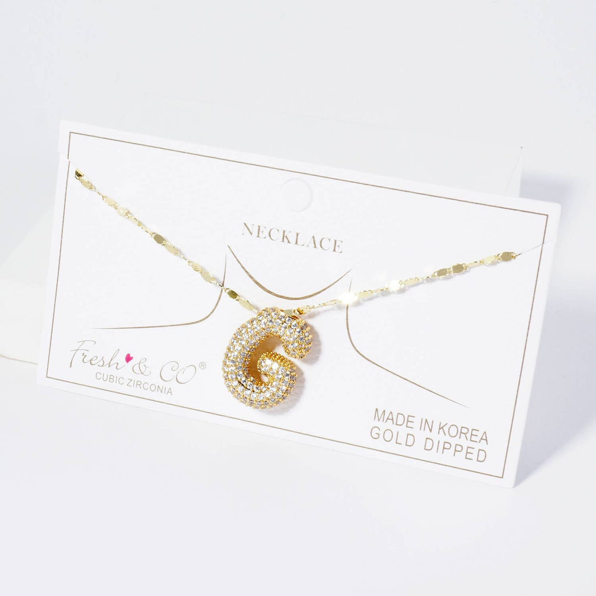18K Gold Dipped Pave Set CZ Bubble Initial Pendant Necklace