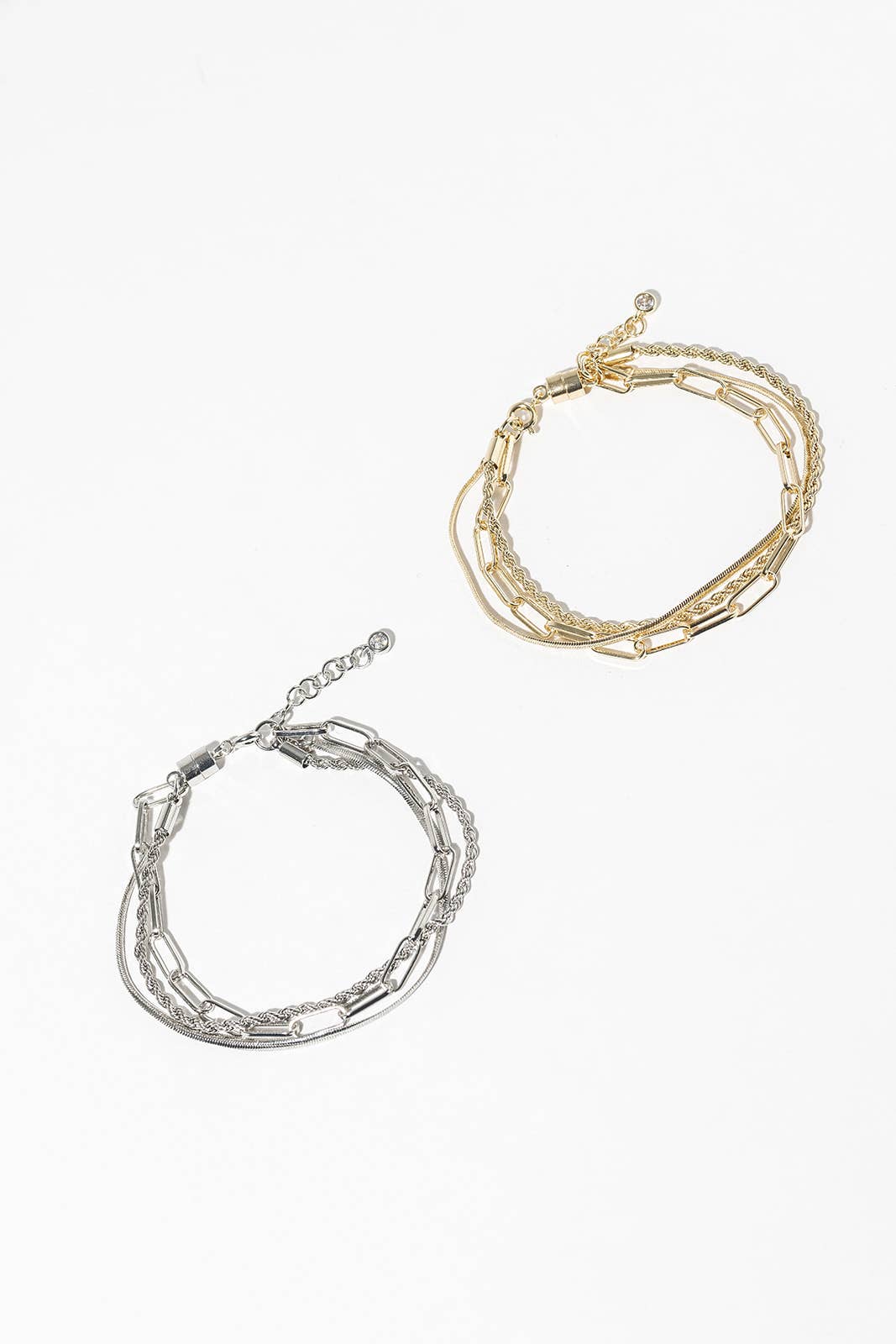 3-in-1 Layered Chain Bracelet with Easy Magnetic Clasp