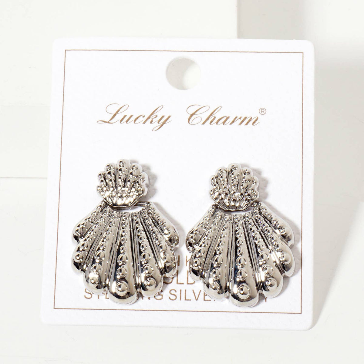 Sea-Life-Theme Ball-Texture Shell Design Post Earrings