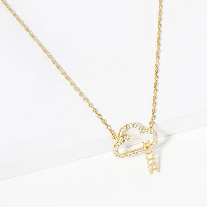 "Stairway to the Clouds" Dipped Gold Pendant Necklace