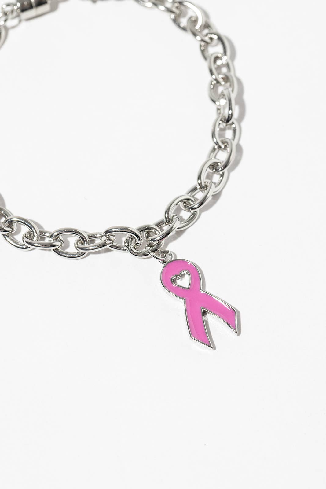 Pink Ribbon Breast Cancer Awareness Chain Bracelet