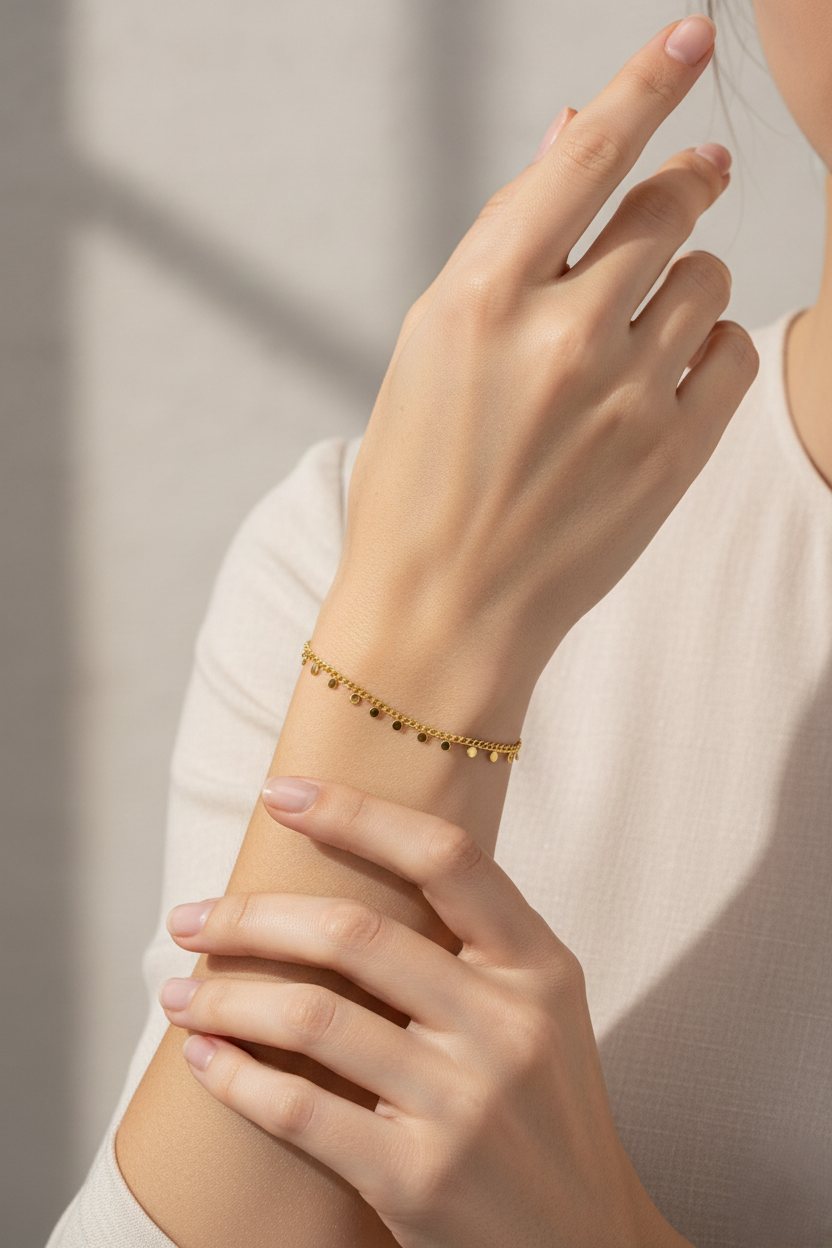 Minimalist Dainty Coin Charm Bracelet