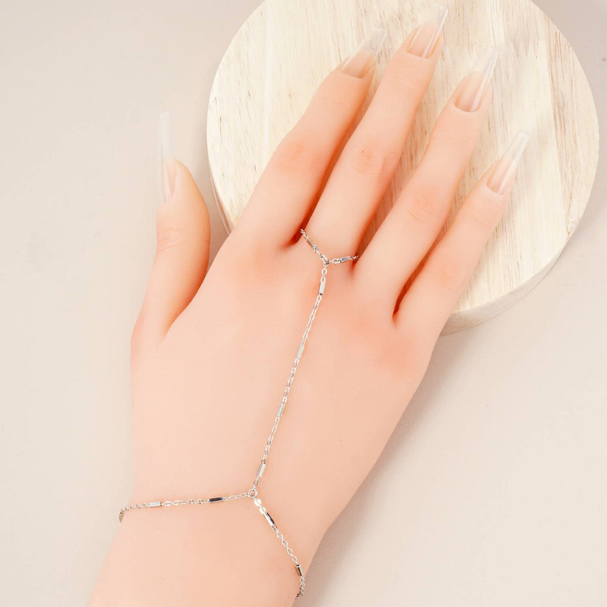 18K-Gold-Dipped Satellite Rectangle Hand-Chain Bracelet