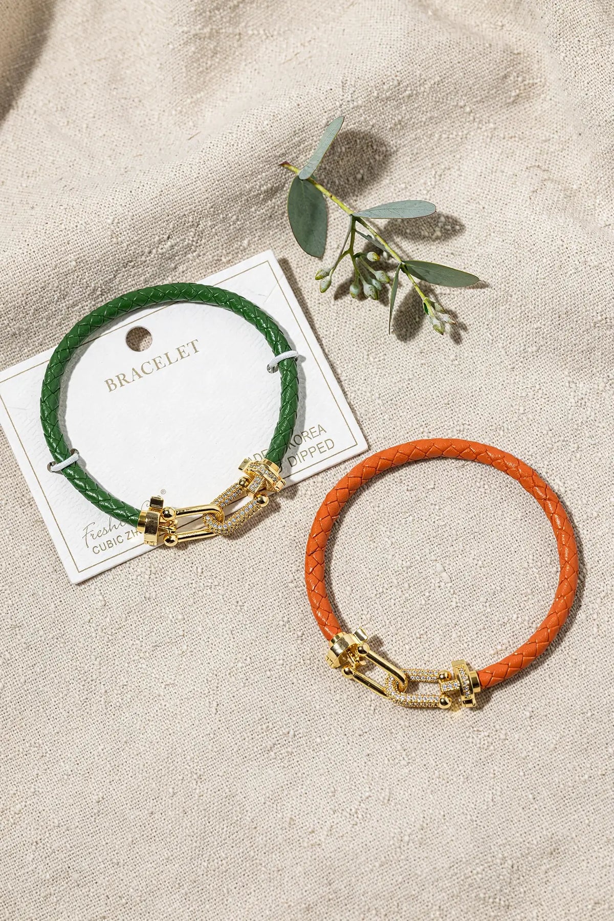 Braided Leather Horseshoe Bracelet