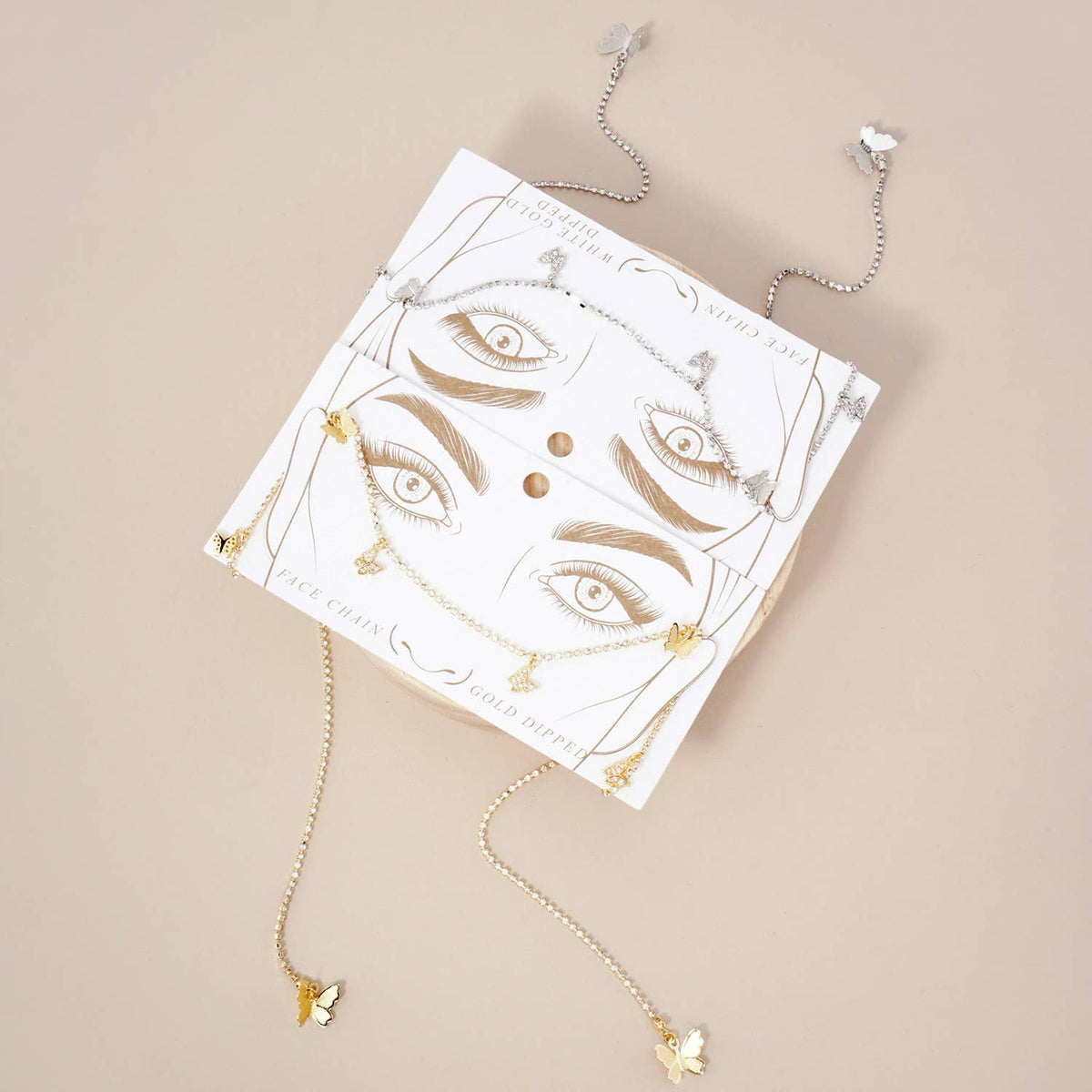 Satellite-Style Pave-Set Cubic-Zirconia Butterfly Face-Chain