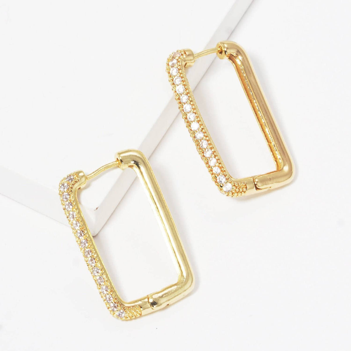 Gold Rectangular Shaped Huggie Earrings