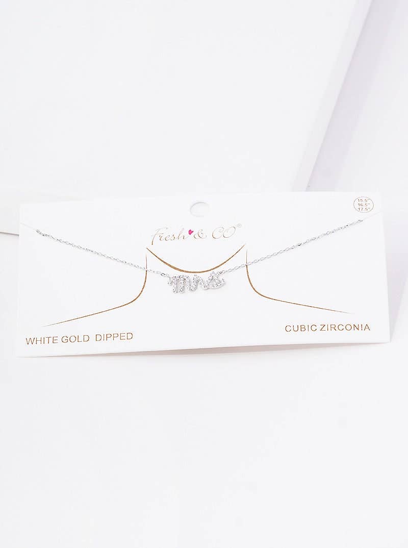 Gold Cubic Mrs. Cursive Necklace