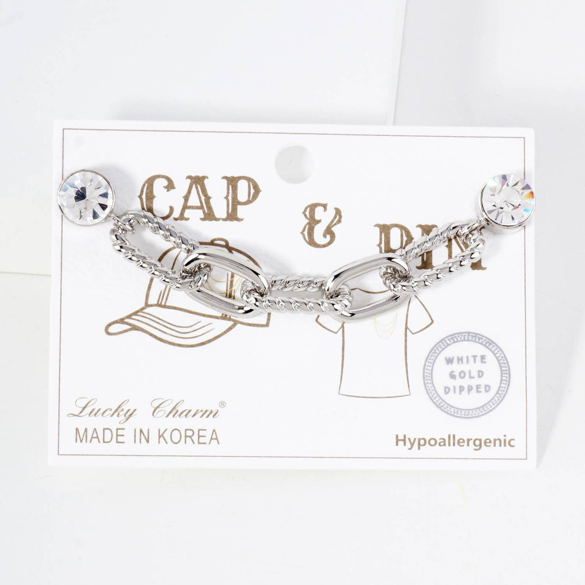 Crystal Chain Cap & Collar Pin