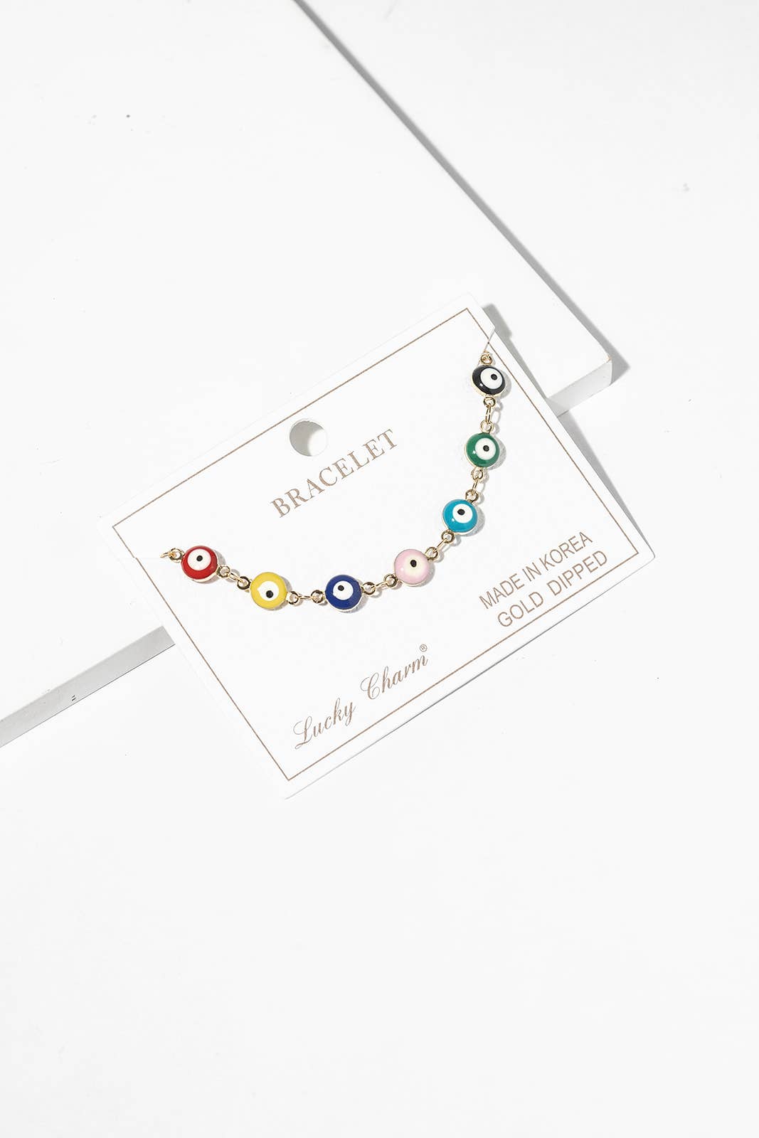 Multi-Color Enamel Evil Eye Chain Bracelet
