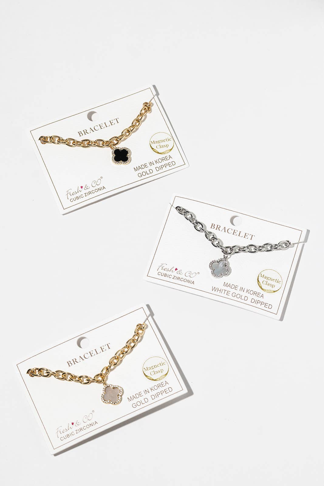 Crystal Halo Clover Charm Bracelet