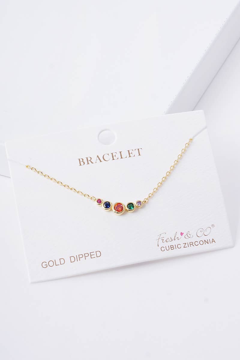 Graduated Bezel-Set Cubic Zirconia Chain Bracelet