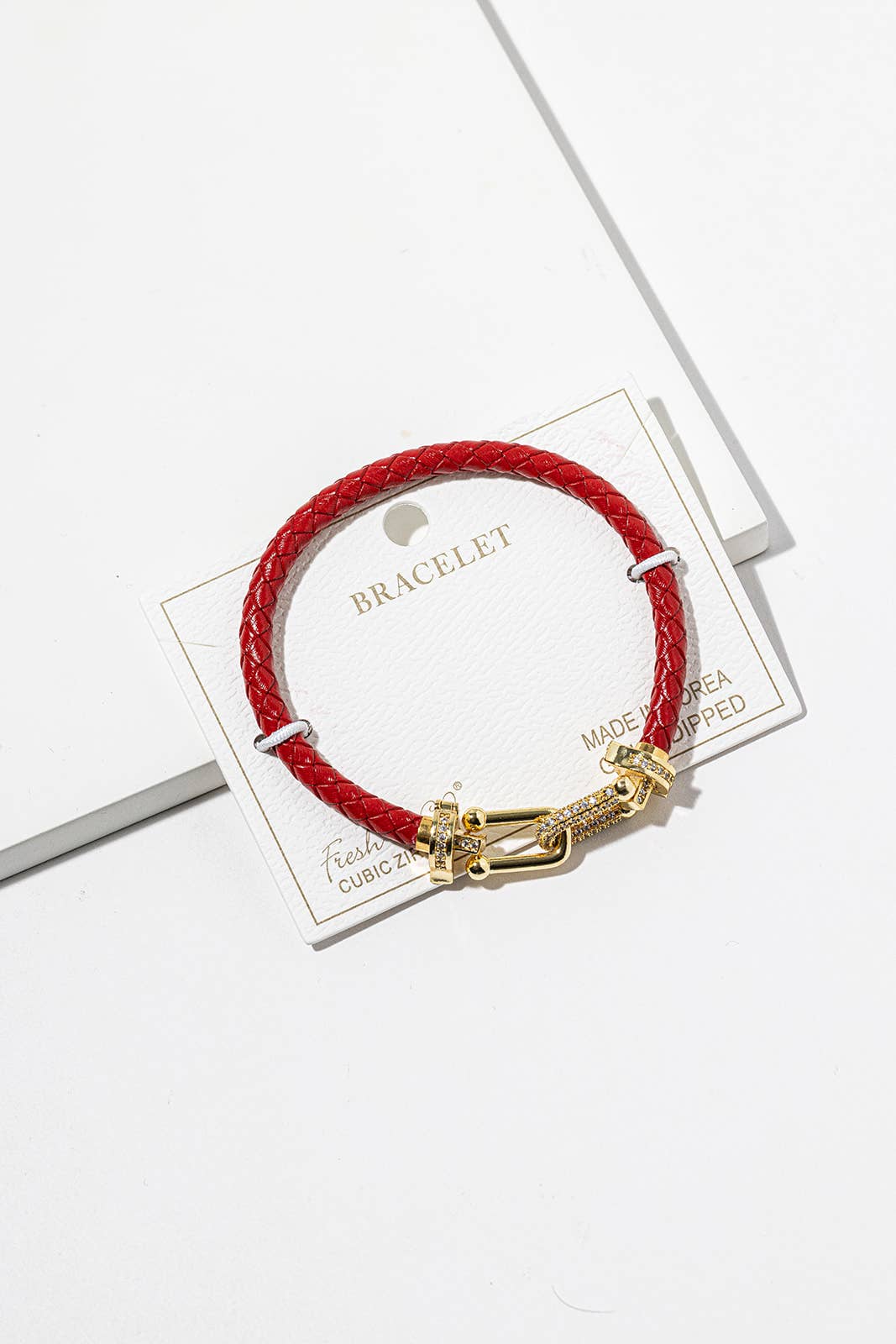Braided Leather Horseshoe Bracelet