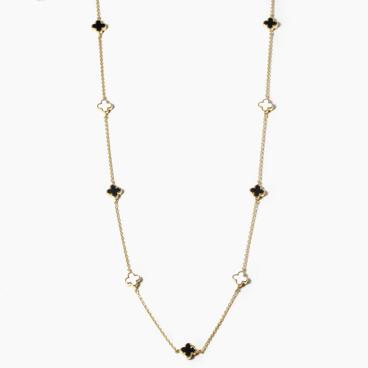 Elegant Clover Station Motif Necklace