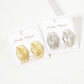 Polished Brass Soft-Curve Lined Hexagon Stud Earrings