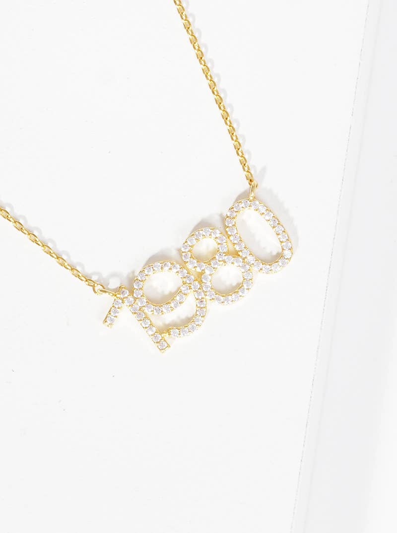 Gold Plated Cubic Birth Year Necklace