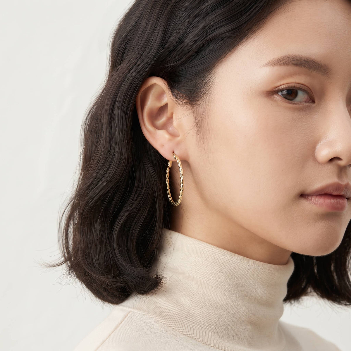 Geometric Spiral Twisted Hoop Earrings