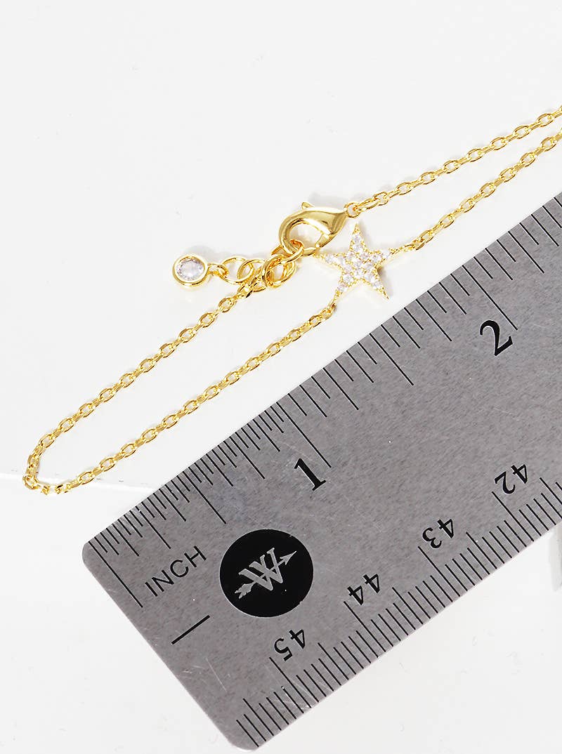 Dainty Pave Star Charm Chain Bracelet